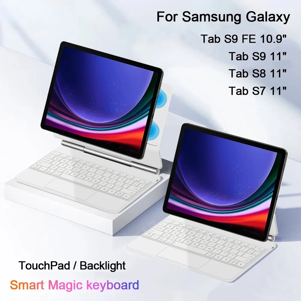 

Magic Backlight Keyboard Folio For Samsung Galaxy Tab S9 FE 10.9" S7 S8 S9 11 Inch Smart Magnetic Cover Case TouchPad