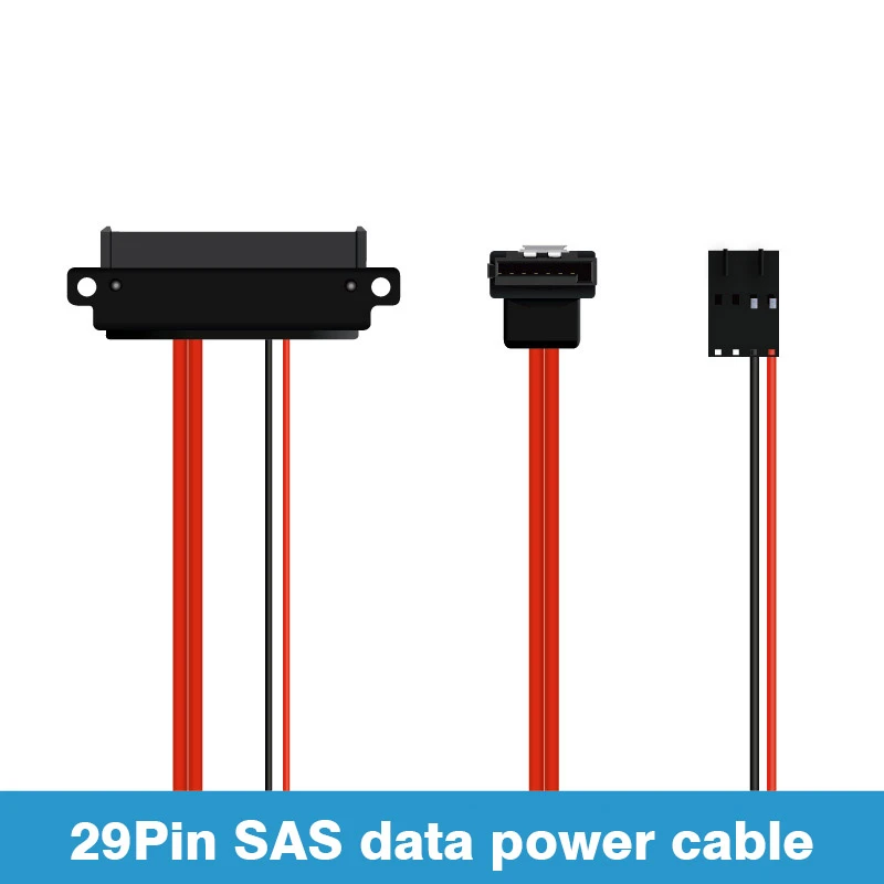 Cable de alimentación de datos SAS de 29 pines a SATA de 7 pines con hebilla Cable de codo con orificios para tornillos de 4 pines para conexión de dispositivos de almacenamiento