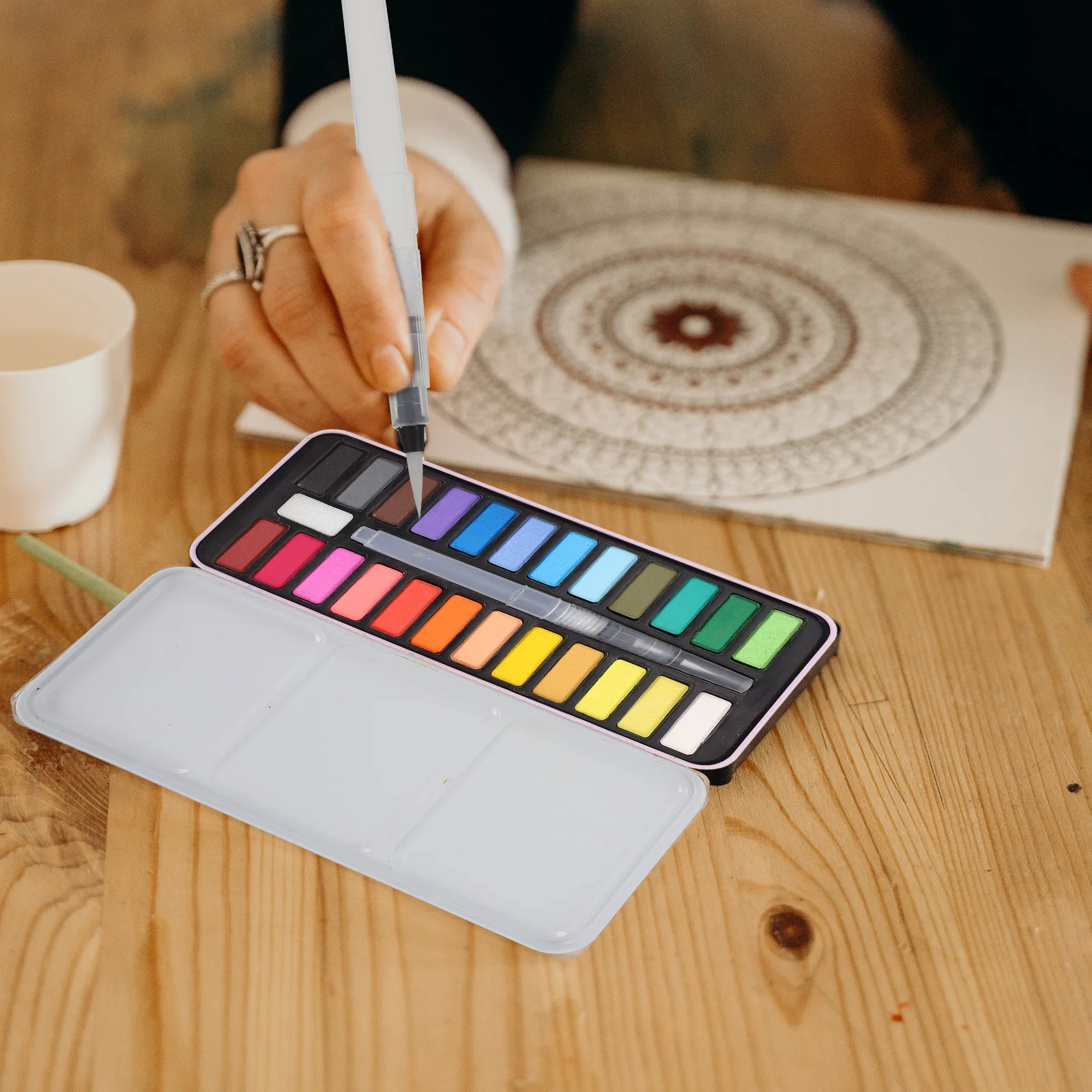 

Watercolor Paint Set Travel Professional Kit Paints Flash Supplies Sponge Child