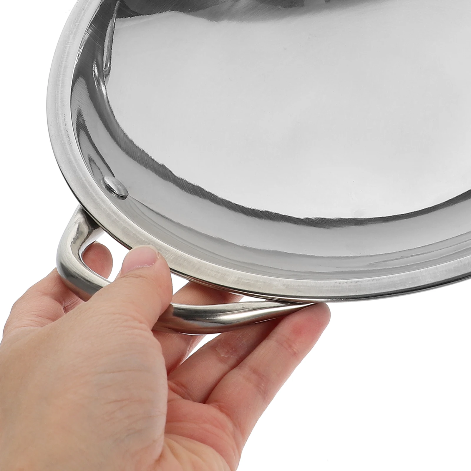 

Stainless Steel Wok Round Bottom Hot Pot For Home Kitchen Camping Lightweight Non-Deformable Pot With Double Handles Small