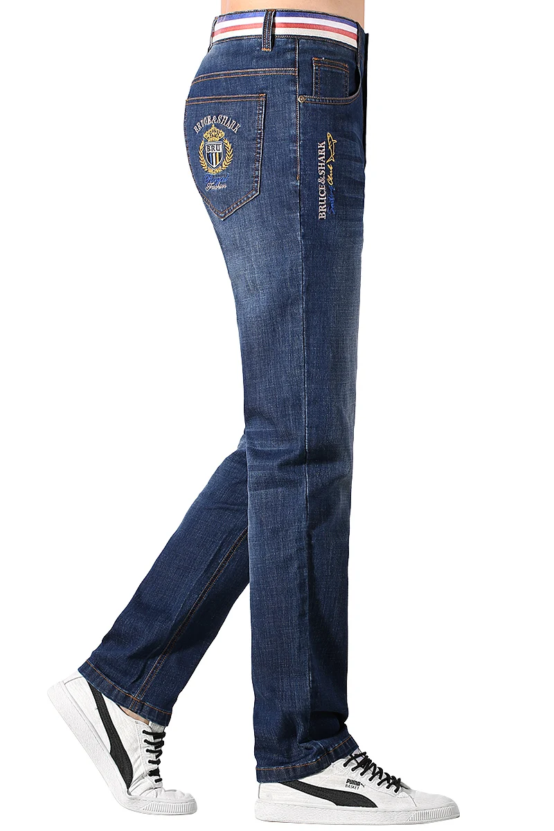 Bruce & Shark-Jeans jeans masculinos de algodão esticado, calças retas soltas, moda casual, tamanho grande, 8528, novo, verão, 2024