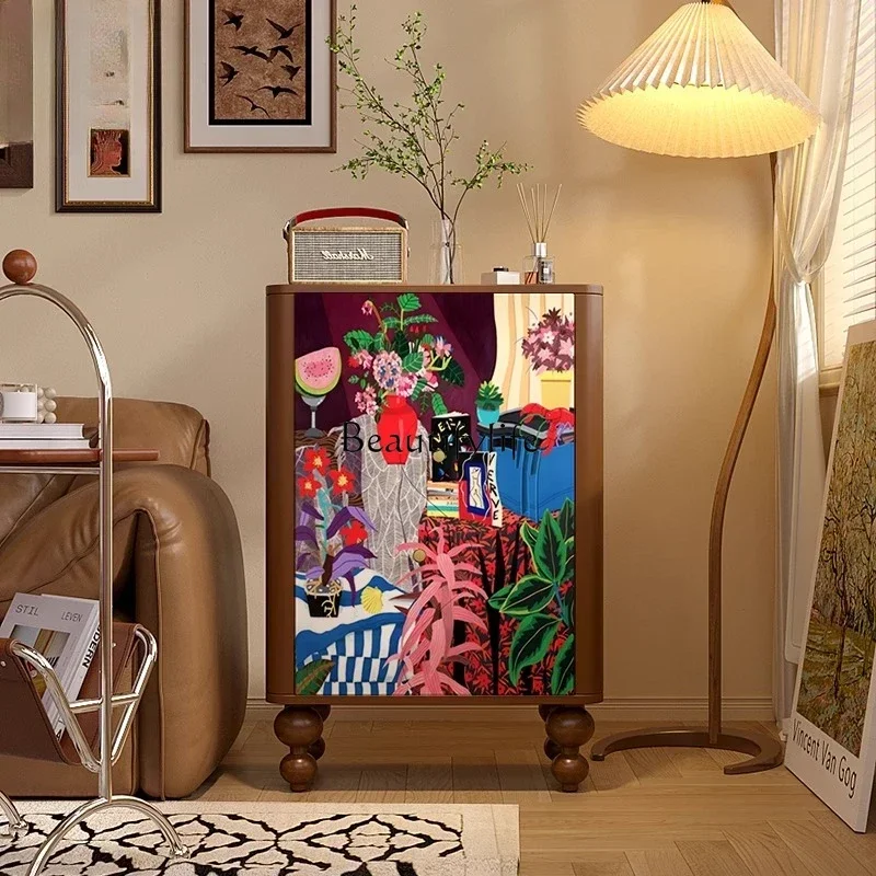 54Abstract niche art solid wood three-bucket cabinet living room home lockerSSS