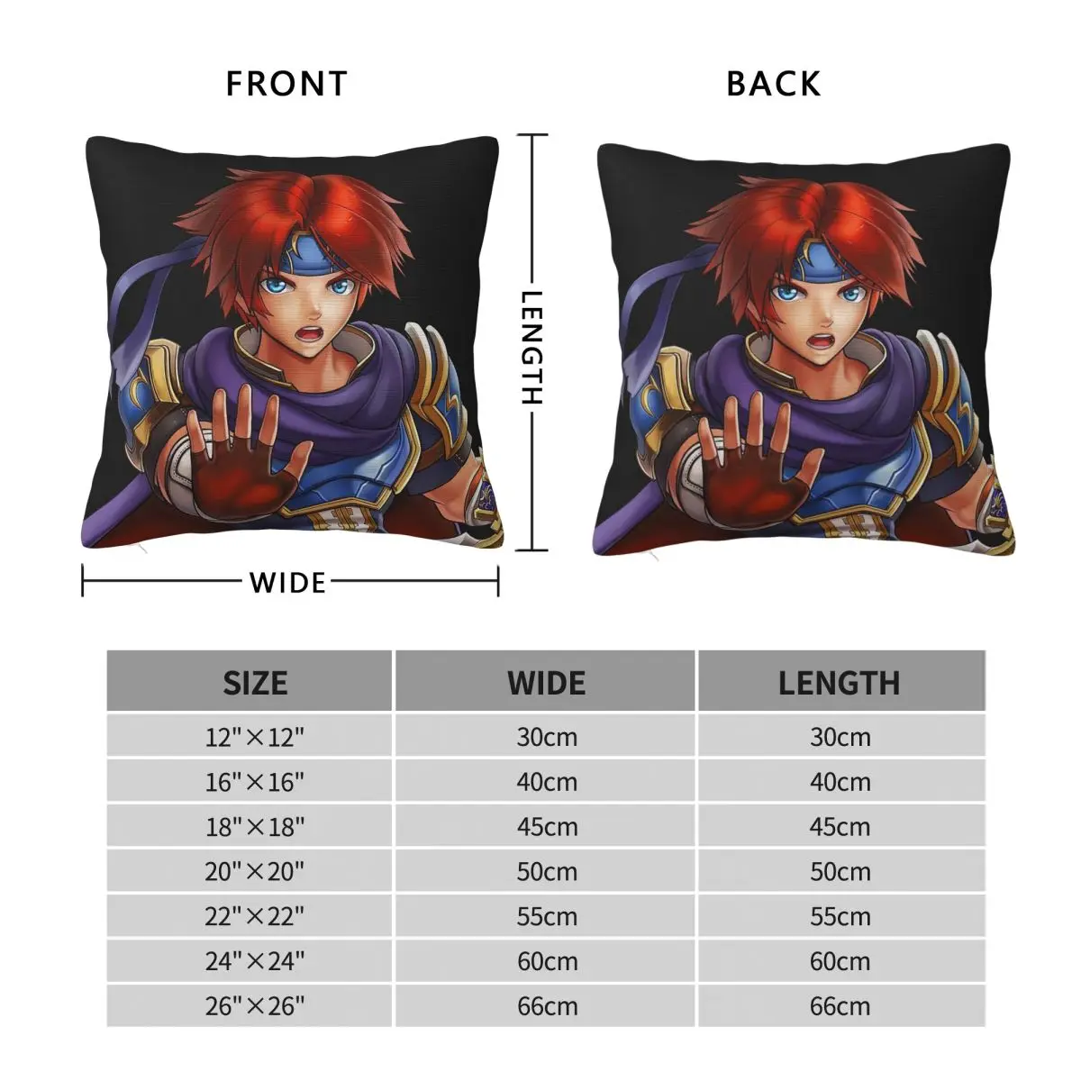 Roy Fire Emblem Square Pillowcase Polyester Linen Velvet Pattern Zip Decorative Throw Pillow Case Sofa Seater Cushion Cover
