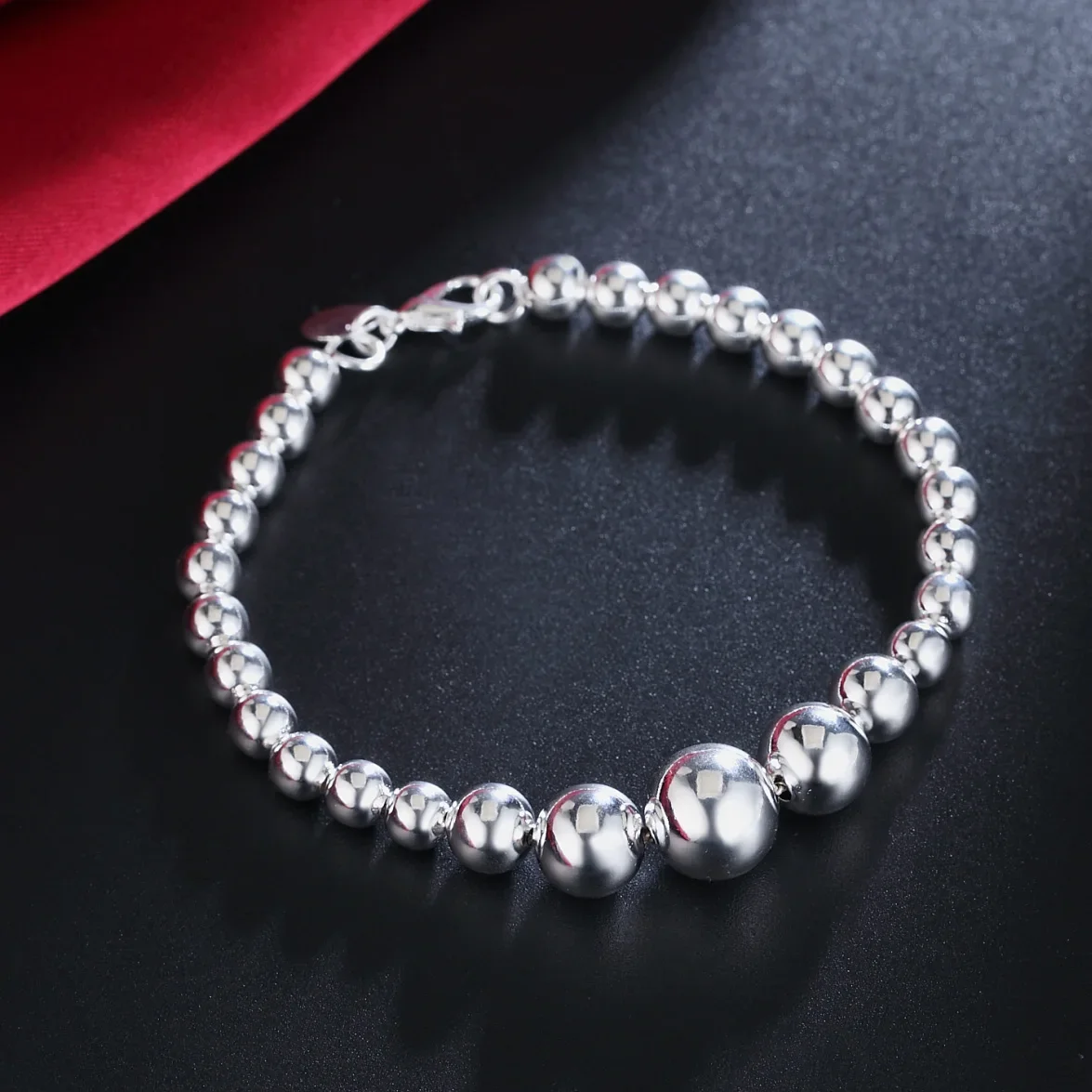 

925 sterling silver fine Large and small beads chain Bracelet for women Fashion Party Wedding Accessories Jewelry Christmas Gift