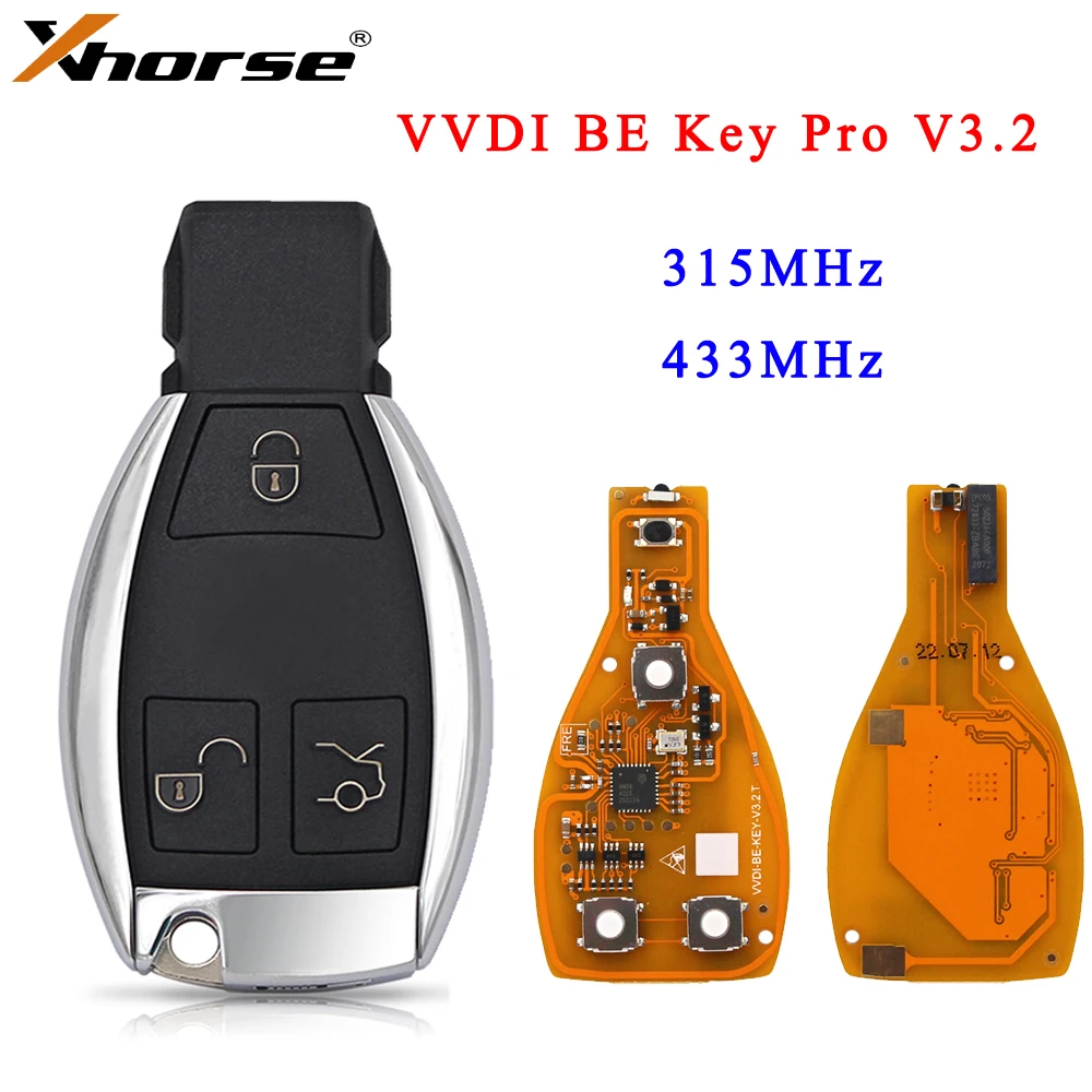 

New XHORSE VVDI BE Key Pro Improved Version Yellow Board V3.2 3 Buttons 315MHz/433MHz with Chip for Benz