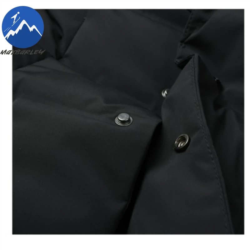 Maxbarley Mens Long Down Jacket Turndown Collar Outdoor Work Lightweight Puffer Jacket Casual Business Windproof Winter Parka