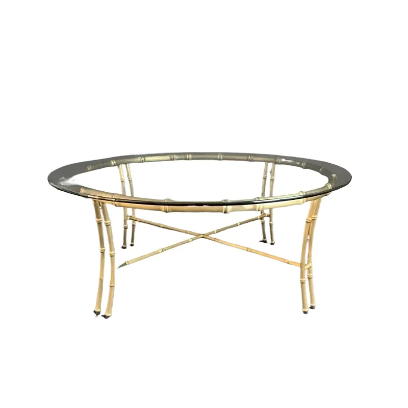 

American light luxury creative stainless steel bamboo coffee table soft decoration designer villa model room hotel