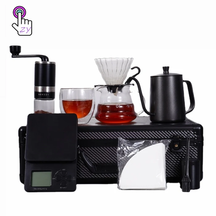 Arabic drip coffee set Christmas Travel Camping 60 Filter Coffee Maker Gift Set Hand Grinder Pour Over Drip Arabic Coffee Set