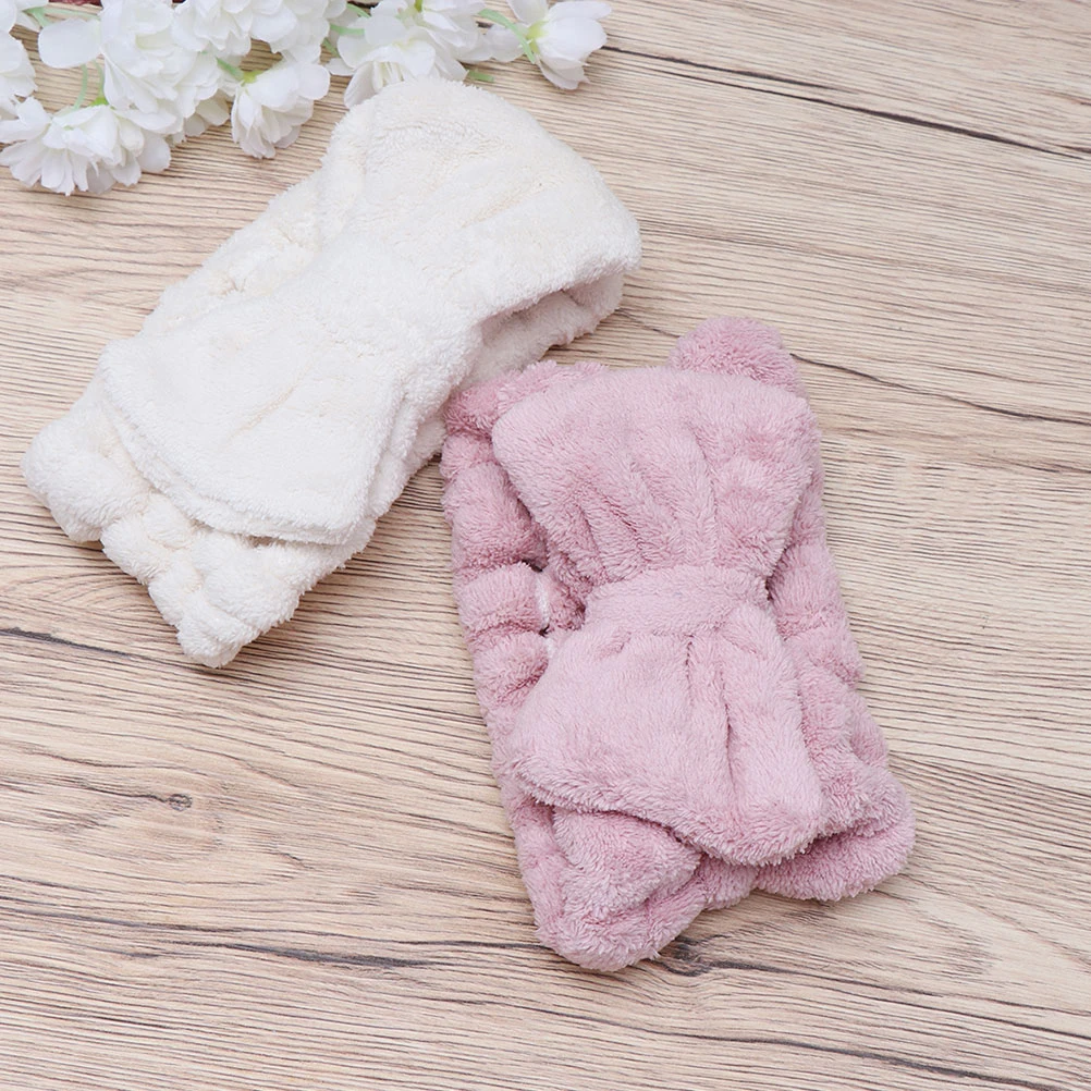 

3Pcs Makeup Headband Coral Fleece Elastic Bowknot Hairband for Face Washing Comfortable Long Wear Home Use Stylish Gift Idea