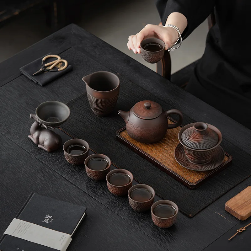 High-end Purple Clay Kung Fu Tea Set Chinese Style Home Office Teapot Teacups Luxury Complete Tea Set Gift Box