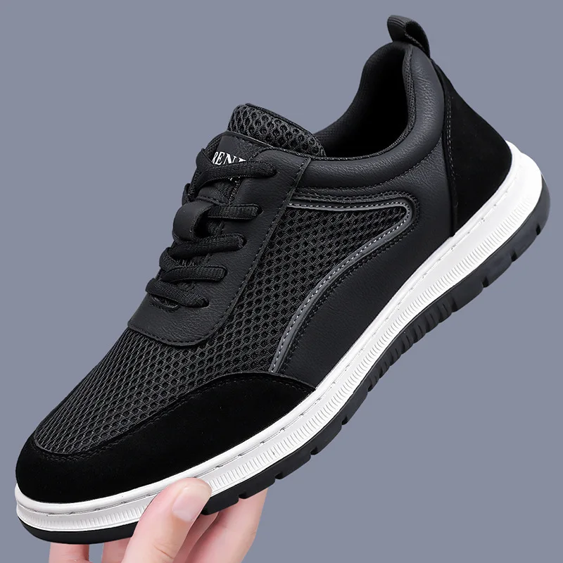 Summer Autumn New Casual Sneakers for Men Solid Color Breathable Mesh Shoes Male Fashion Sports Style Leather Designer Shoes Man
