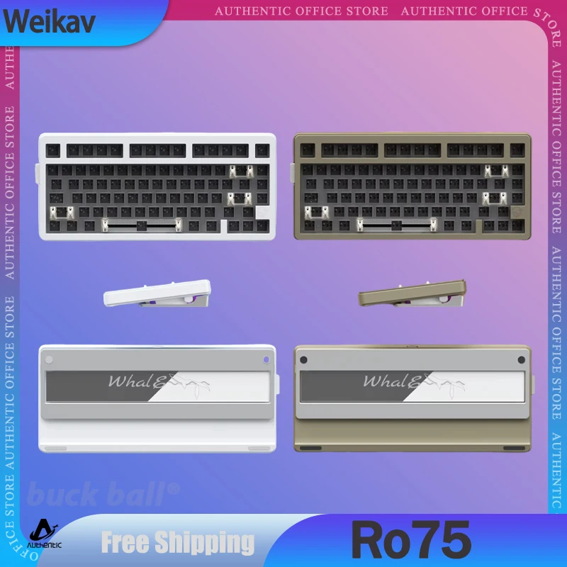 Weikav Ro75 Mechanical Keyboard Kit Rgb Custom Wired Keyboards Aluminium Alloy Qmk/Via Quick Dismantling Keyboards For Pc Gift