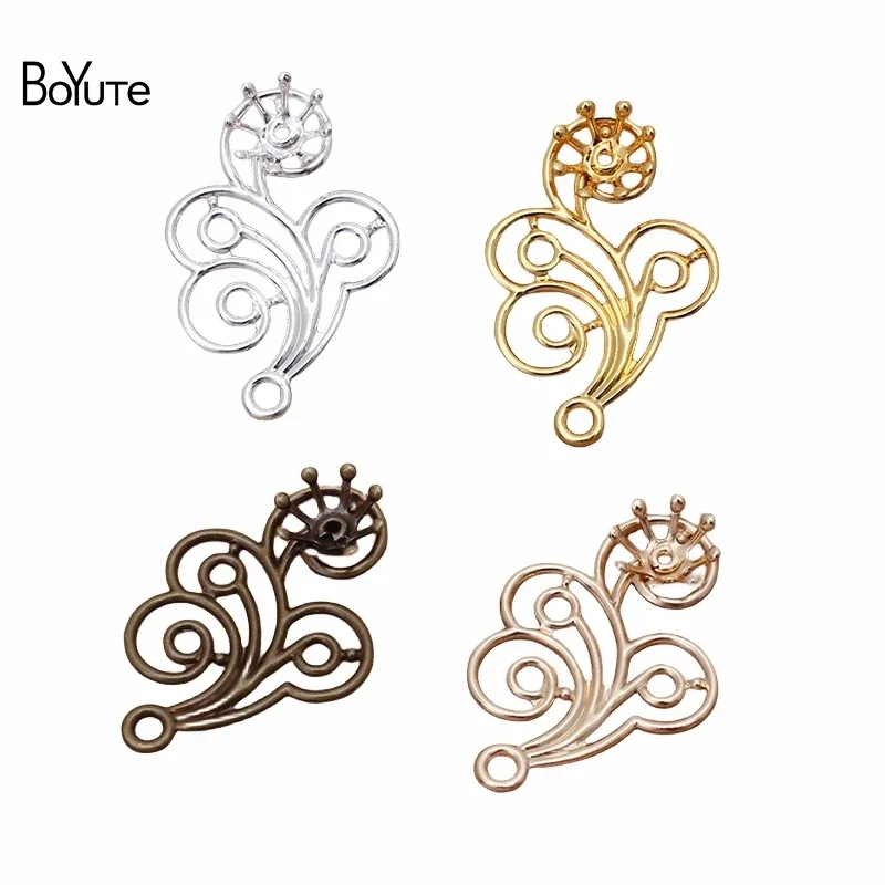 BoYuTe (100 Pieces/Lot) 20*30MM Metal Brass Filigree Flower Accessories Diy Handmade Jewelry Making Materials