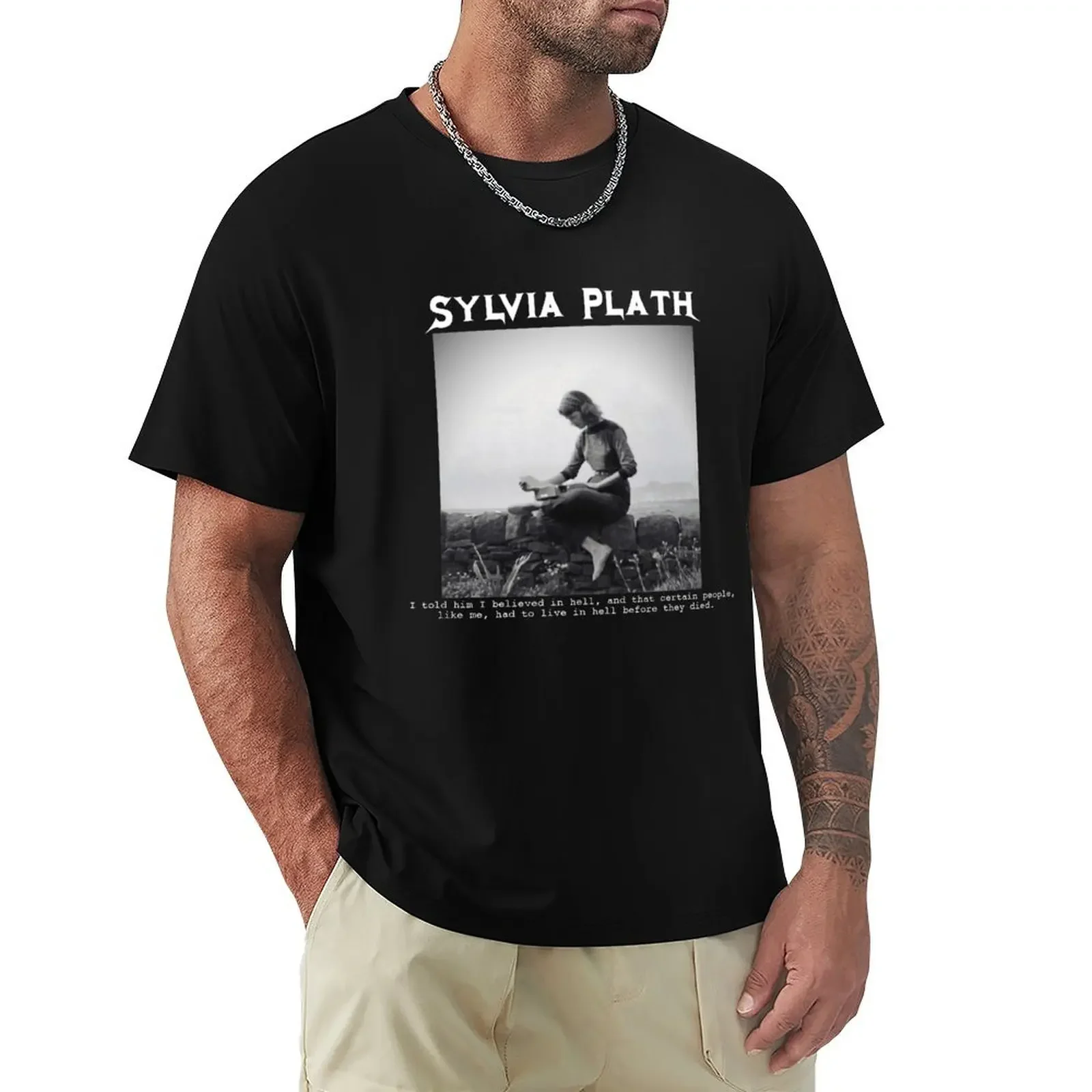 metal sylvia plath T-Shirt vintage clothes custom t shirt slim fit t shirts for men