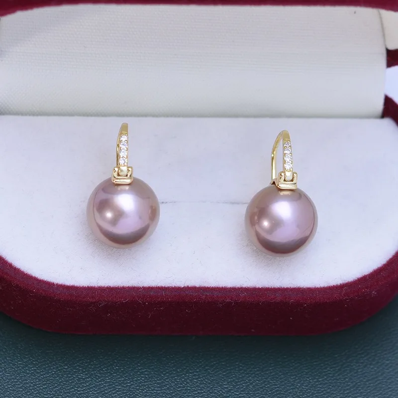11-12mm Strong Luster Few Flaw Real Freshwater Edison Pearl Earring For Women 925 Silver Charm Gift