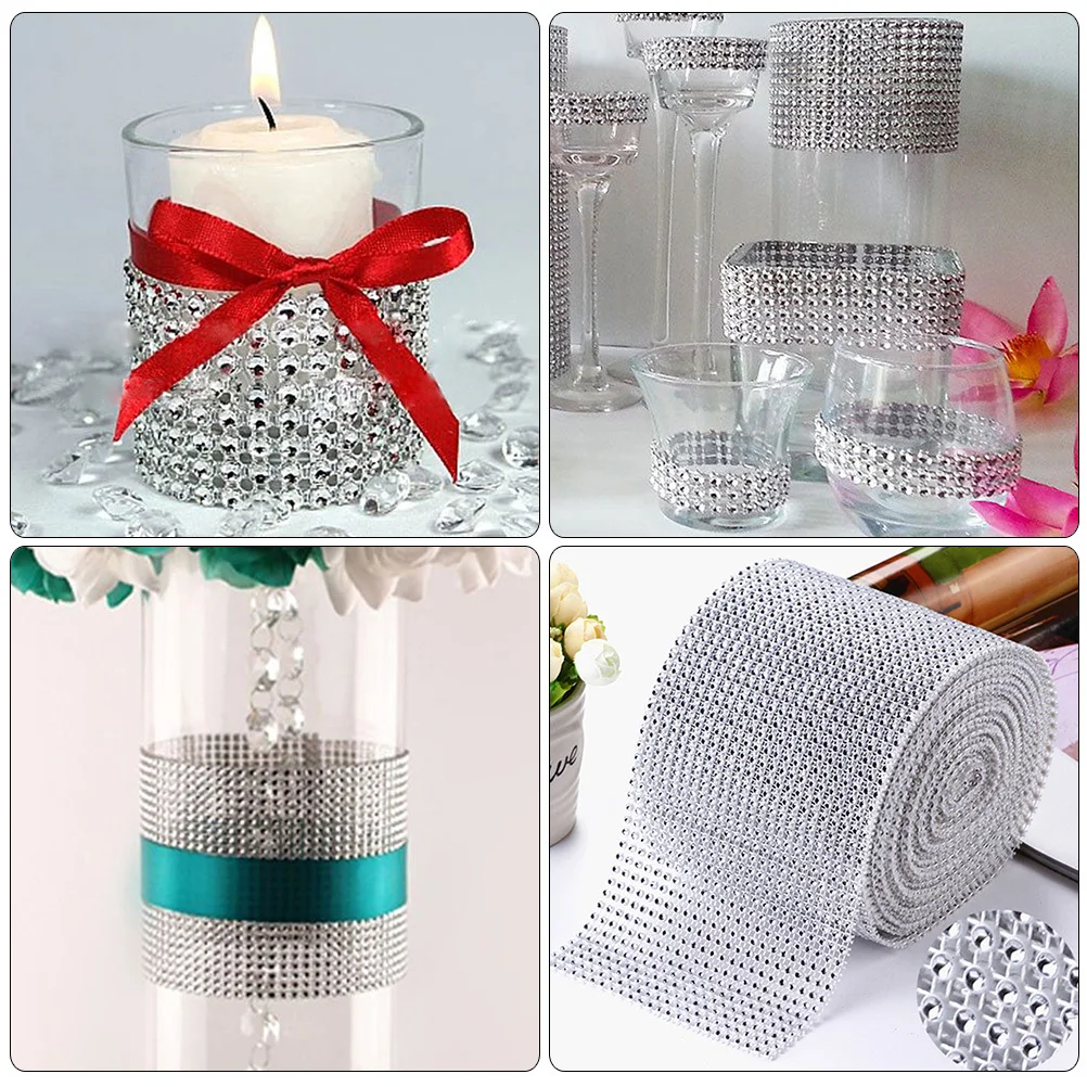 

Rhinestone Ribbon Mesh Roll Premium Bling Wrap for Wedding Cake Mobile Cases Clothes Decoration Decorative Craft