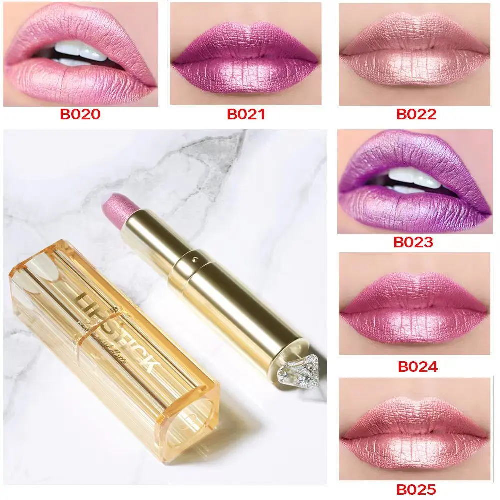 12 colores Magic Pink Glitter lápiz labial mate brillo Super acabado mate terciopelo impermeable brillo barras de labios