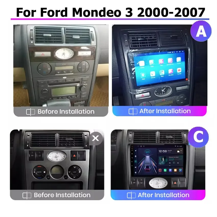 2din Android14 Car Radio Multimedia Carplay Auto GPS Navigation For Ford Mondeo Mondeo 3 2000 2001 2002 2003 2004 2005 2006-2007