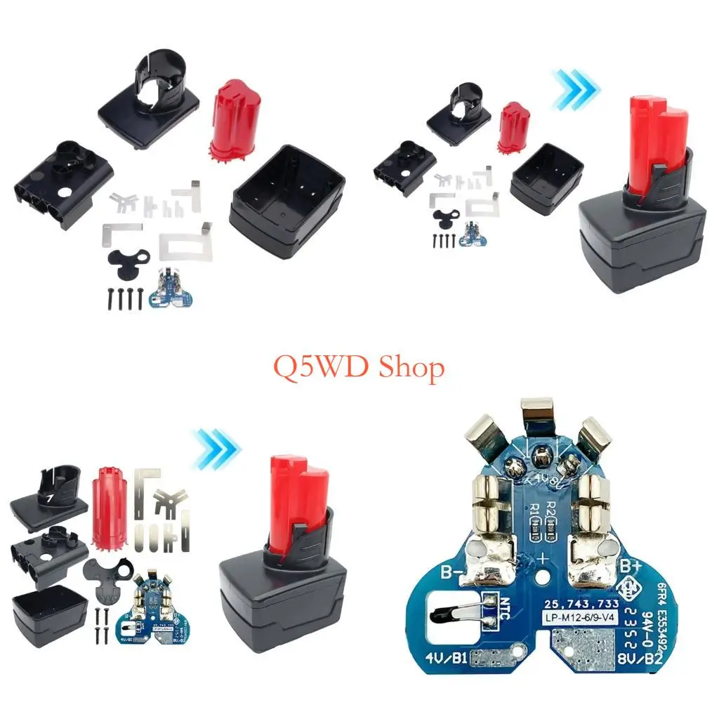 Q5WD 12V 9 Cell Battery Shell Replacement PCB Circuit Board Shell for Equipment
