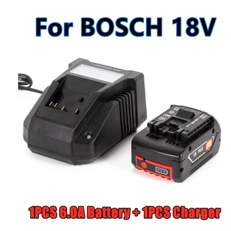 

18V 6.0Ah Rechargeable Li-ion Battery For Bosch 18V Power Tool Backup 6000mah Portable Replacement BAT609 + Display 3A Charger