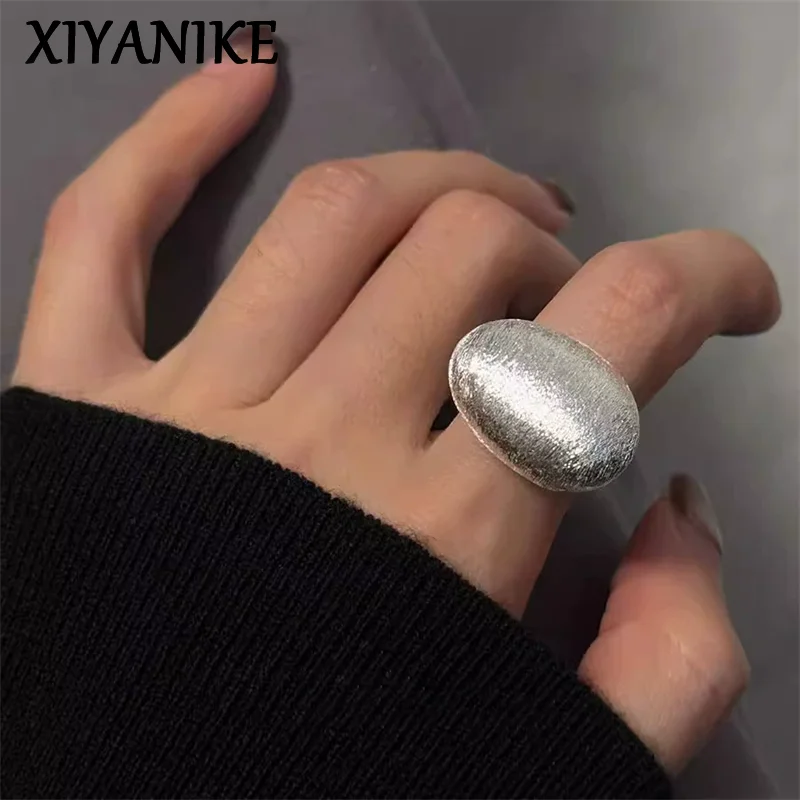 Adjustable Brushed Ball Rings for Women - Punk Fashion Jewelry