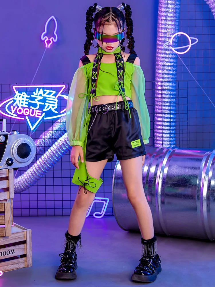 

Girls' jazz dance fashion suits, children's cool dance costumes, children's hip-hop dance, hip-hop costumes, tops, pants