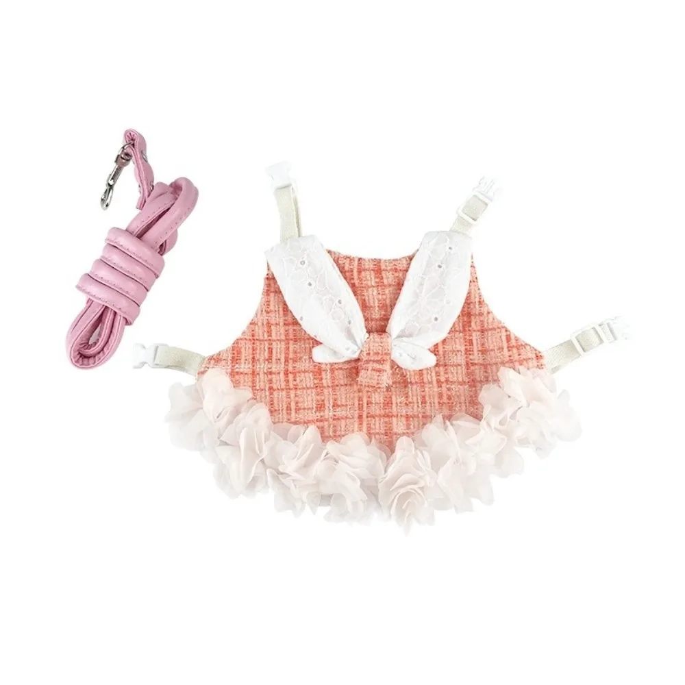 

Adorable Decor Adjustable Rabbit Outdoor Harness Comfortable Plaid Pet Traction Suit Breathable Bunny Costume Small Animals