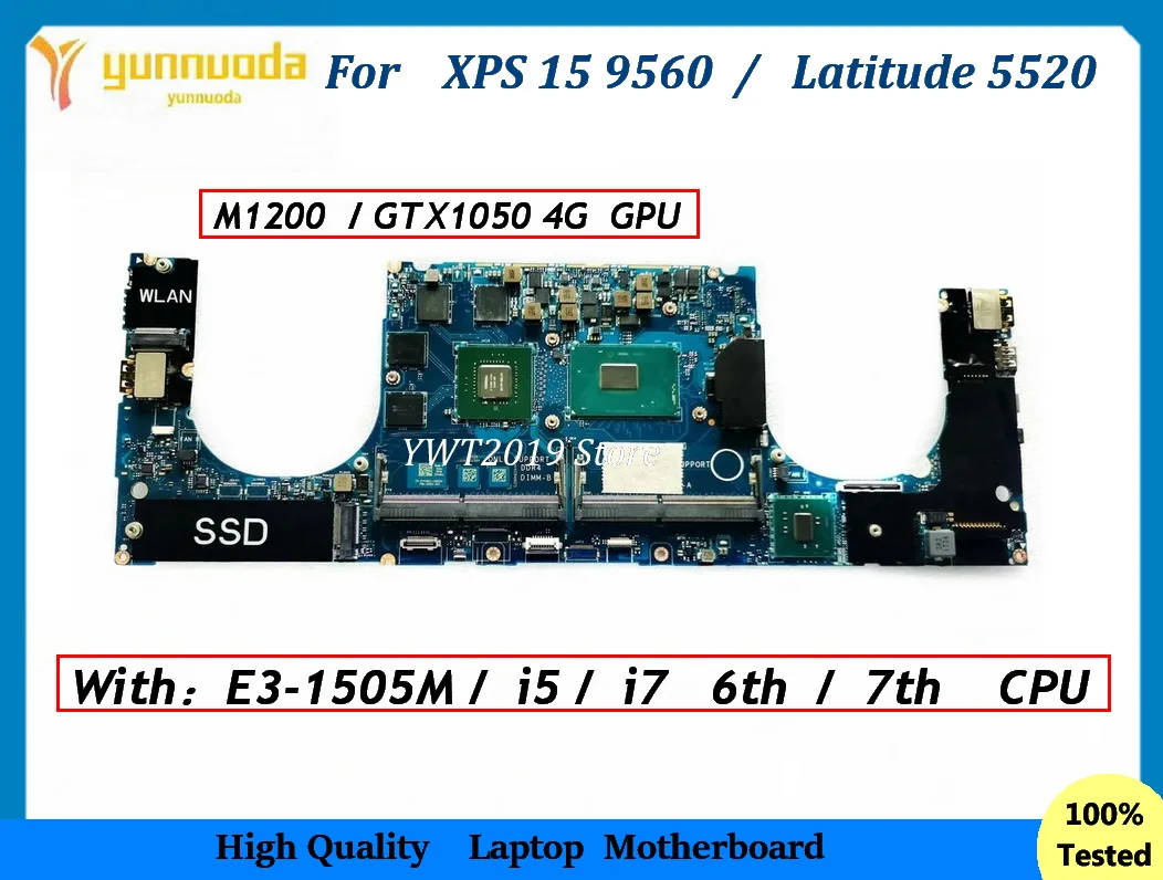 Placa Base para Laptop Dell XPS 15 9560 Latitude 5520, DDR4 con CPU E3 I5 I7 de 7ª Generación, 100% Probada y Funcional