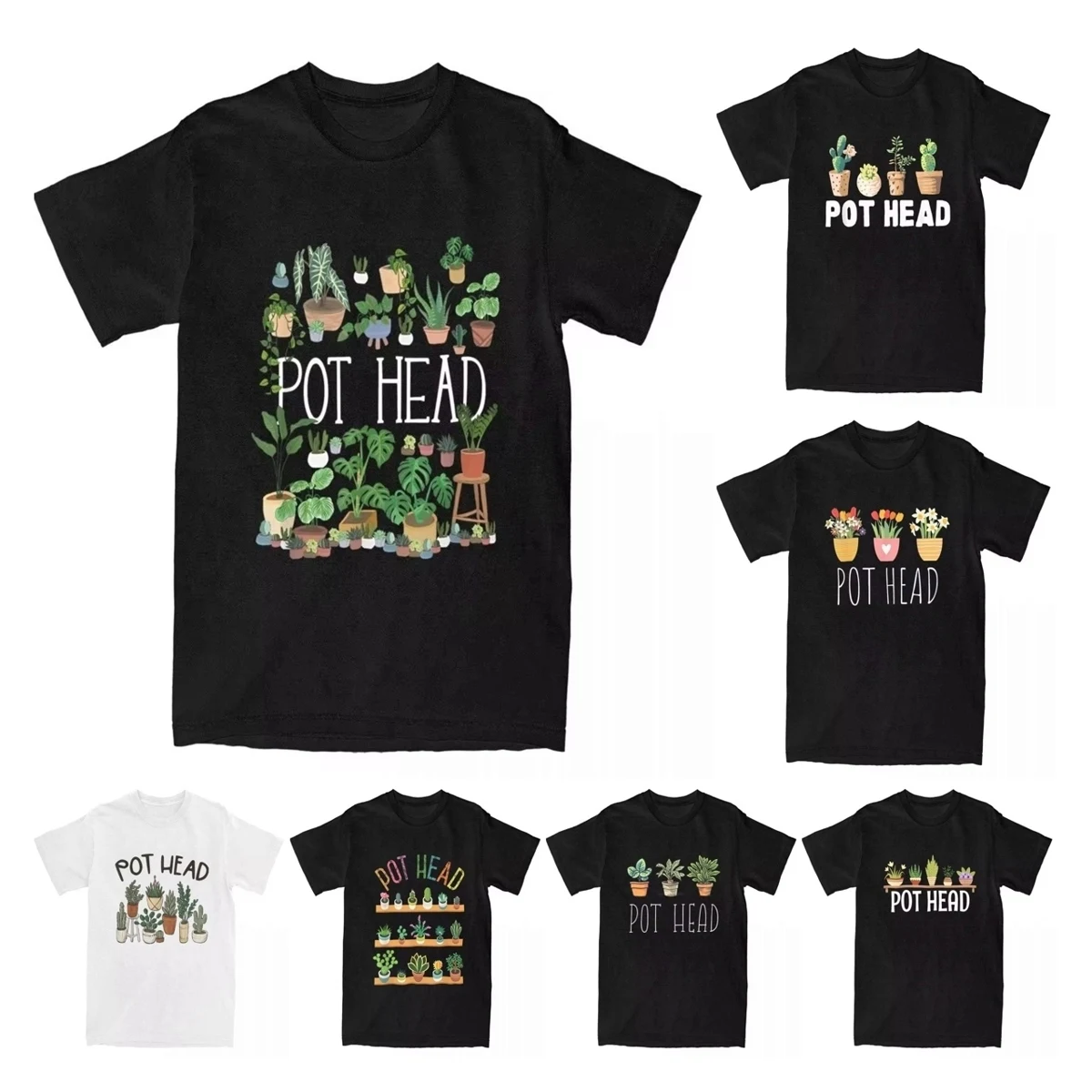 Men T-Shirts Gardening Potted Plant Lover Pot Head Gardener Garden Funny 100% Cotton Tees Succulent T Shirts Clothing Gift Idea