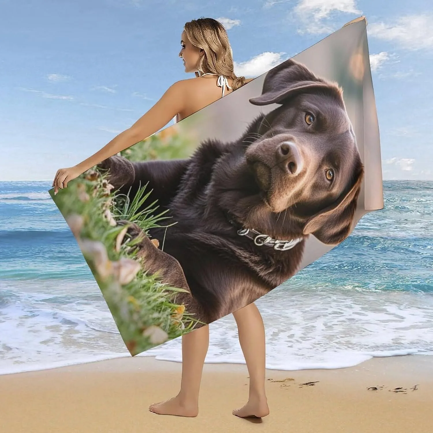 

Cute Dog pattern Beach Towel for Family stuffs friend Gifts Quick-Dry Sand free For Bath Yoga Tourism Beach Camping Swimming GYM