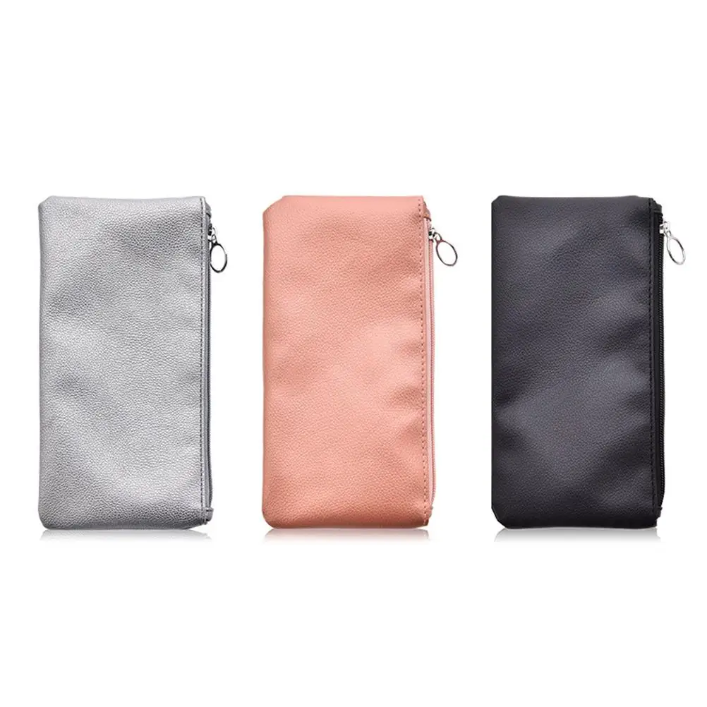 

Travel Zippered Pouch Silver Pu Makeup Toiletry Bag Waterproof Durable Compact Lightweight
