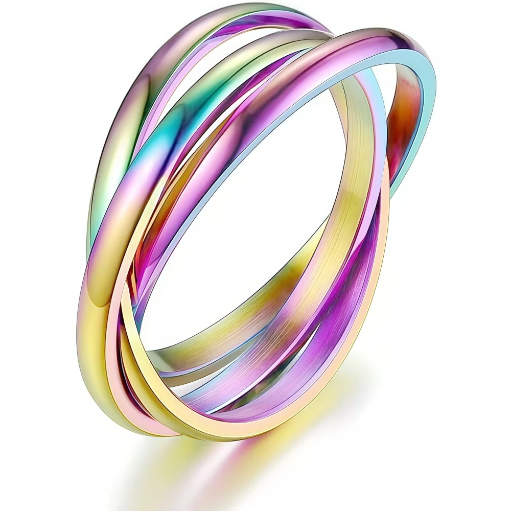 Anti Stress Anxiety Fidget Spinner Couple Rings Rotate Freely Jewelry for Men Women Stainless Steel Knuckle Ring Wedding Bague