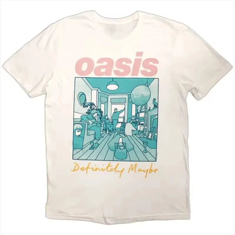O-oasis Rock Music Retro Casual Design Men's T-shirt Unisex Cotton O-collar Short Sleeve 21st Century Style Popular T-shirt