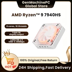 Genmachine Ryzen9 8945HS ES 7840HS 7940HS 8845HS 7640HS ES Mini PC Win 11 WiFi 6 PC para juegos compatible con DDR5 4800MHz pantalla Ram 4K