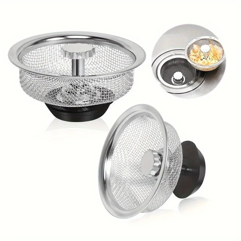 

1Pc Stainless Steel Strainer Kitchen Sink Fine Mesh Leak, Sink Filter with Plug, Upgrade Your Kitchen Sink