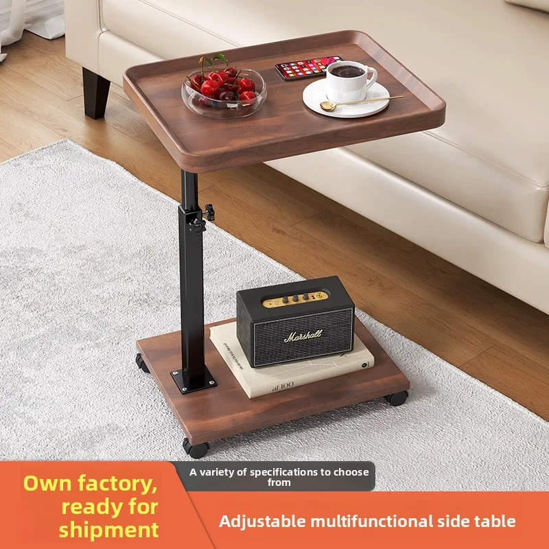 Modern Height Adjustable Rolling Side Table Compact Panel Board Top Metal Frame Cm Range Multiple Size Options No Storage