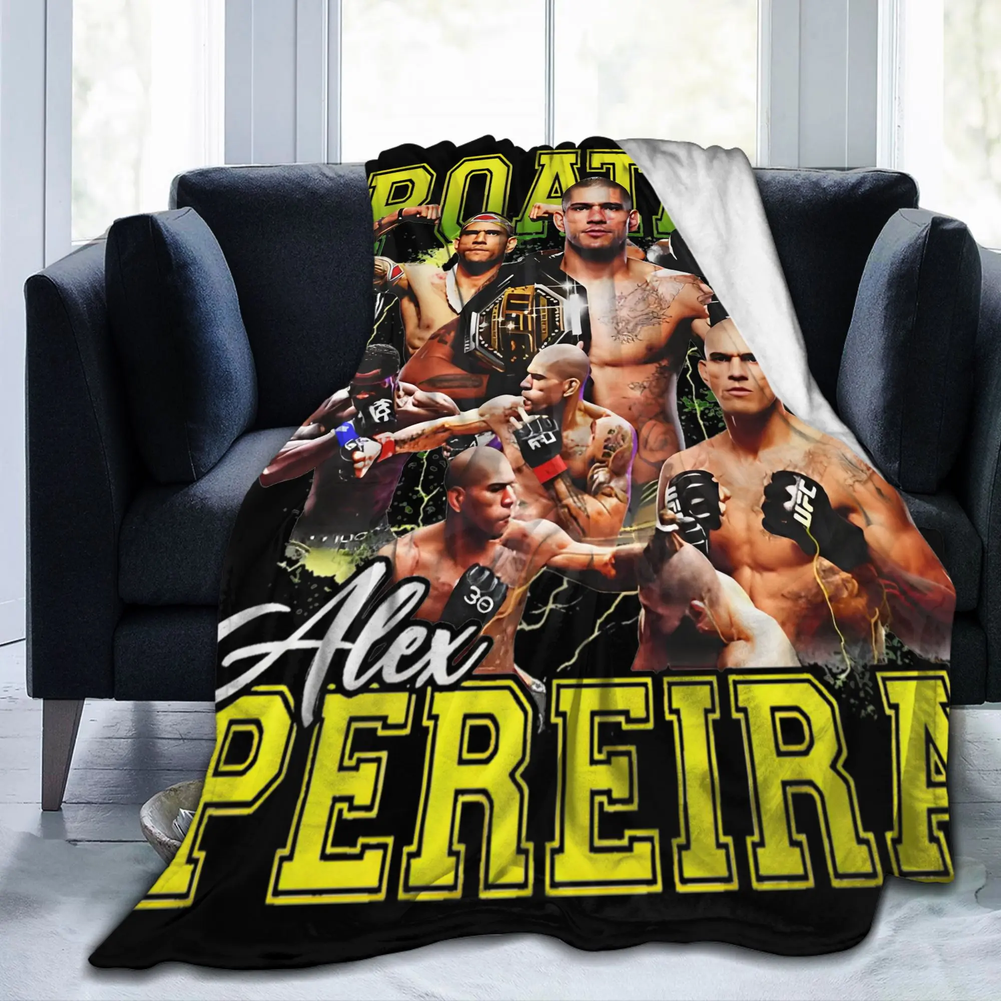 Alex Pereira Poatan Fighting Fleece Throw Blanket Combat Sport for Bed Knitted Blanket Car Super Soft Multifunction