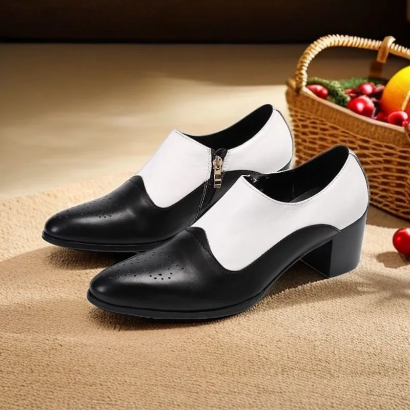 

Genuine Leather Handmade Shoes Men Loafers Slip On Business Casual Shoes Classic High Heels Dress Oxford Shoes