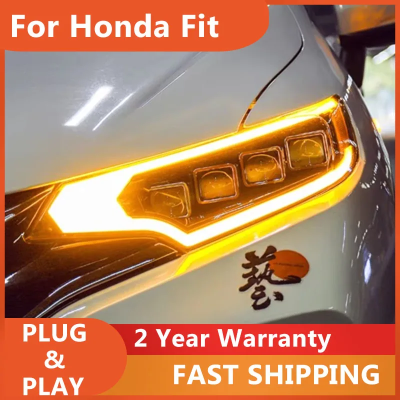 

Car Accessories for Honda Fit Headlights 2014-2017 Fit Head Lamp DRL Turn Signal Low High Beam Projector Lens