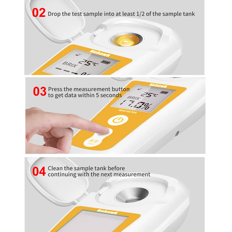 High-precision Handheld Refractometer For Measuring Sugar Content Refractometer Honey Brix Meter Honey Baume Meter
