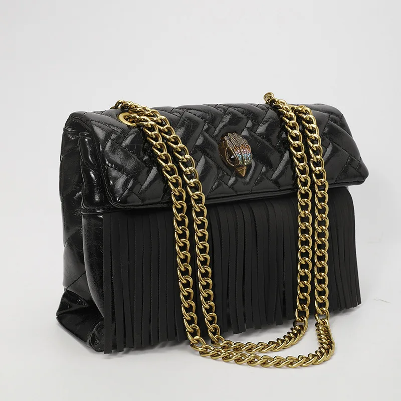 Niche kleine vierkante damestas, vintage chique crossbody portemonnee met kettingriem, echt lederen meerwegschoudertas voor werk