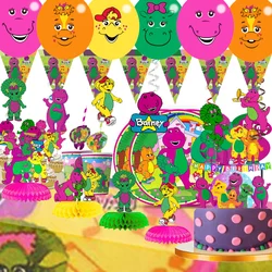 Cartoon Barney Party Supplies decorazioni compleanno per bambini stoviglie usa e getta tovagliolo tovaglia tazze piatto bomboniere a tema per feste