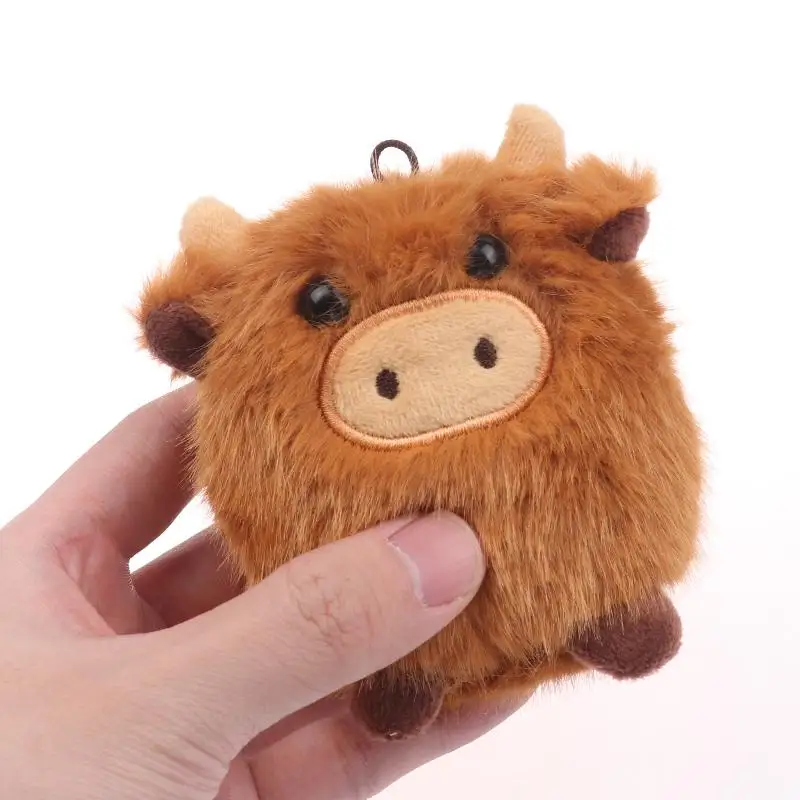 

Simulated Scottish Highland Cow Plush Toy Keychain Stuffed Animal Ornaments Kawaii Soft Plush Doll Pendant Bag Charm Gifts