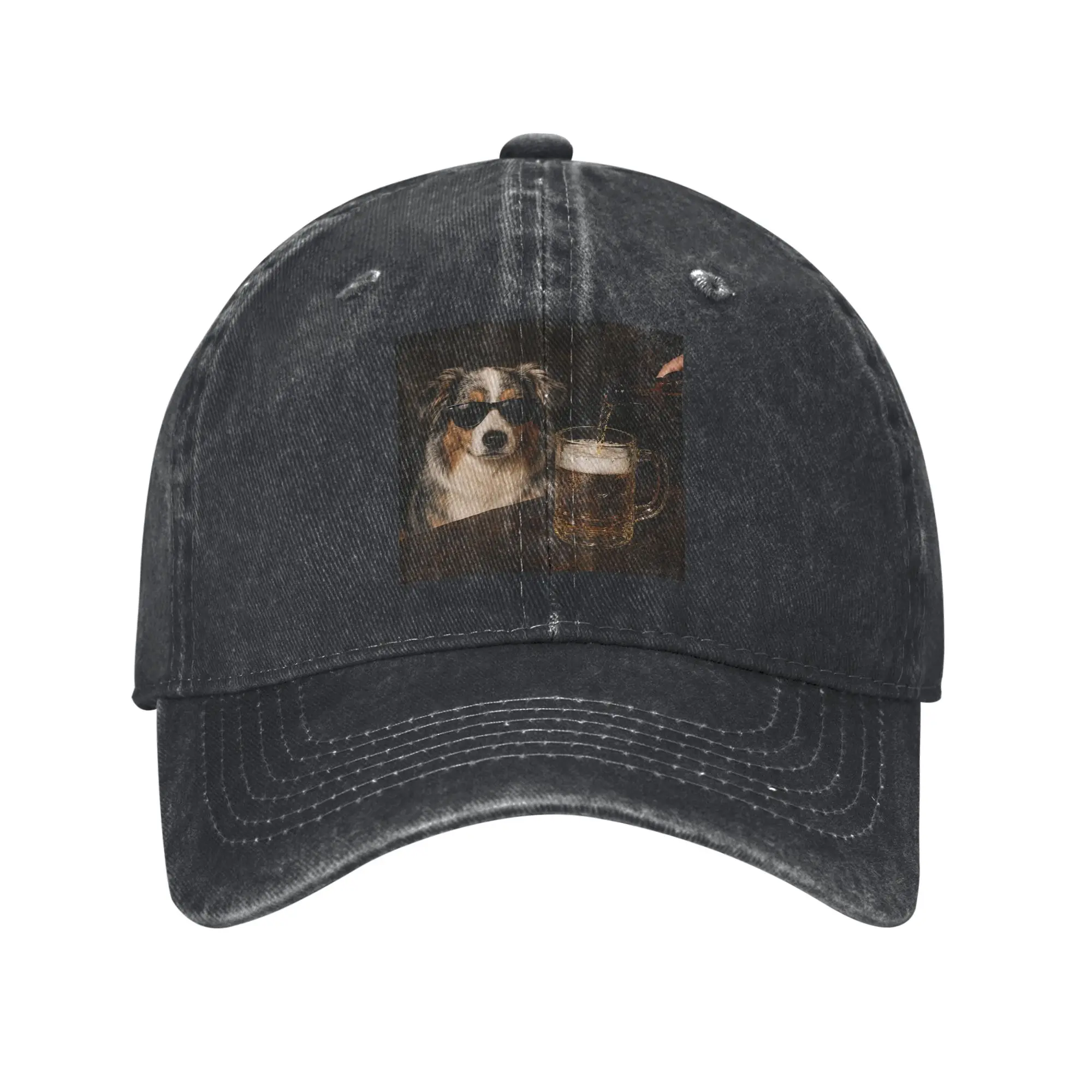 Australian Shepherd Drinking Beer Funny Dog Meme Casual Baseball Cap For Unisex-Teens Trucker Hat High Quality Snapback Cap