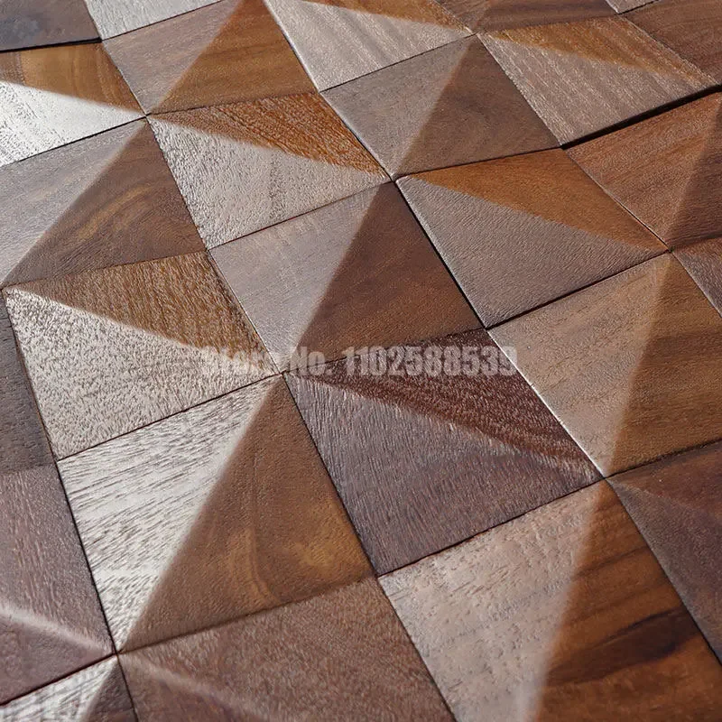 3D Triangle Solid Wood Mosaic Tile Art Acoustic Diffuser Panel Music Restaurant Art Store Video Room Recording studio Wall Decor