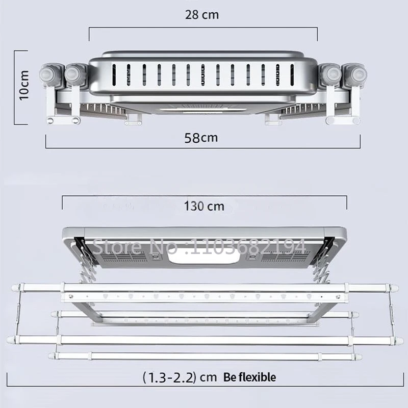 Electric Clothesline Ceiling Dryer Intelligent Lifting With Lights Balcony Ceiling Space Aluminum Telescopic Rod Laundry Hanger