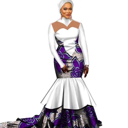 News African Wedding Pleated Dresses Women Plus Size Clothing Fashion Patchwork Long Floor-length Elegant Lady Party Gowns WY364