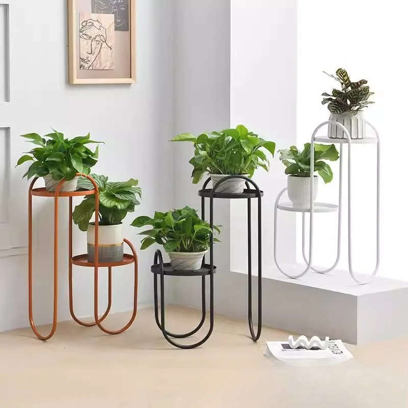 

Balcony flower stand Shelf Living room floor-to-ceiling wrought iron complete flower pot stand Home modern simple indoor shelf