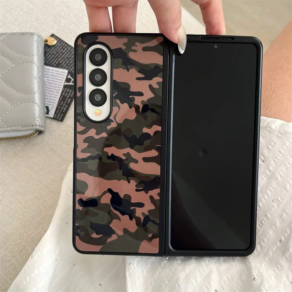 الفاخرة الملونة التمويه نمط قضية الهاتف لسامسونج Z فليب أضعاف 7 6 5 4 3 ZFold7 ZFlip7 للصدمات الوفير الغطاء الواقي