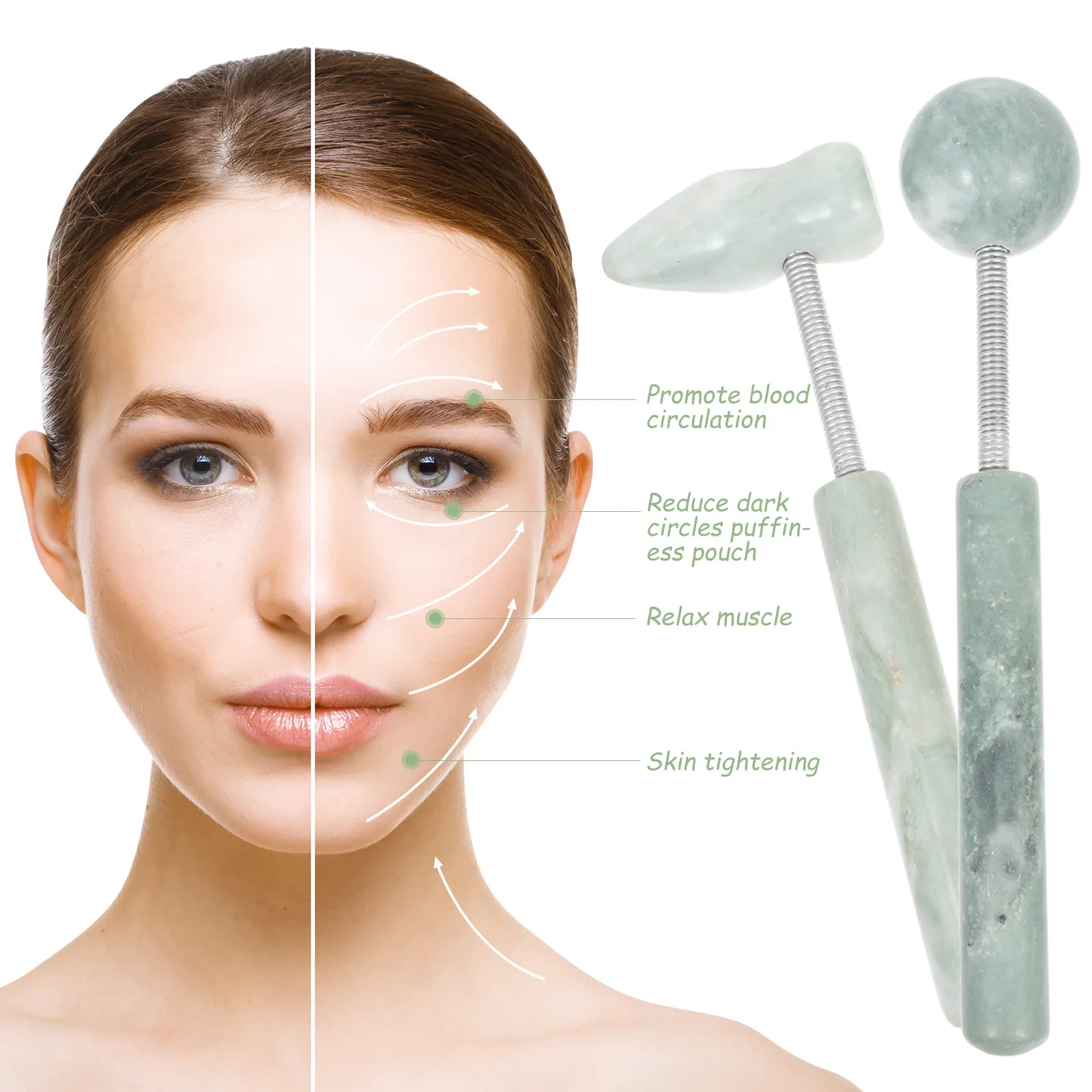 

Набор из 2 массажных молотков: портативные ручные инструменты для расслабления мышц, массажеры для тела, нефритовые массажеры для лица и ухода за кожей, для здоровья